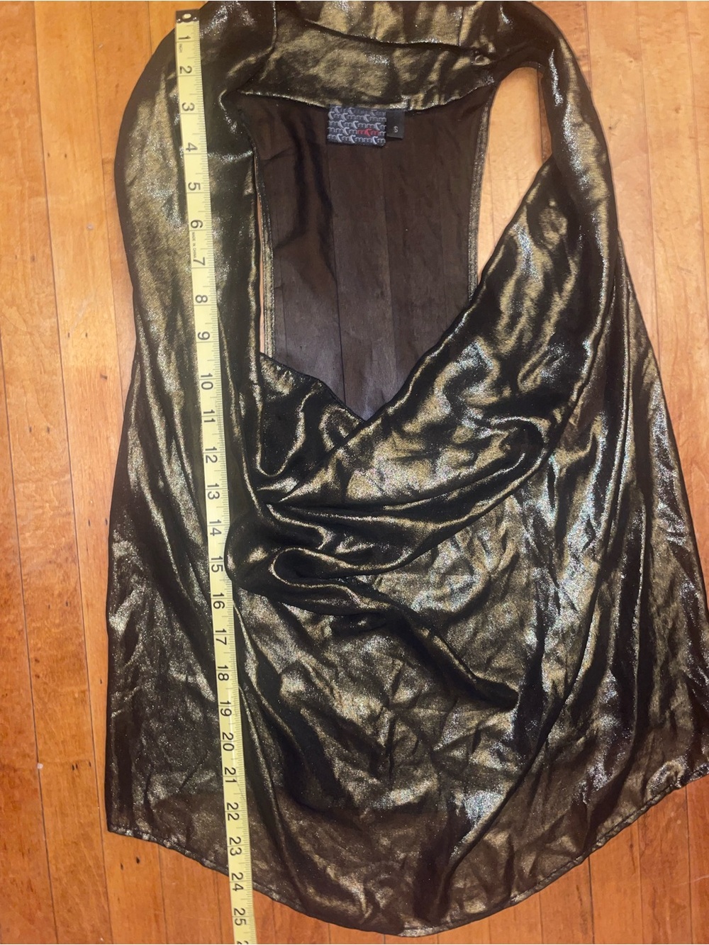 MCM Metallic Bronze Sheer Racer Back Halter Flowy Tank Top - Picture 5 of 6